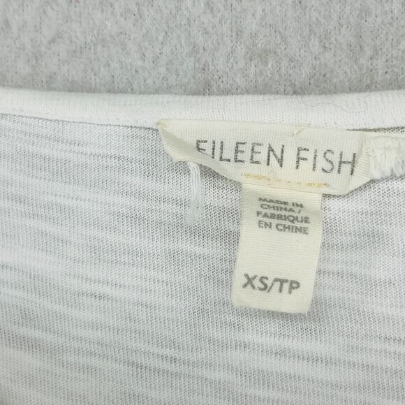 EILEEN FISHER Top XS Tunic Organic Cotton Jersey V-Neck 3/4 Sleeve White - Picture 5 of 15
